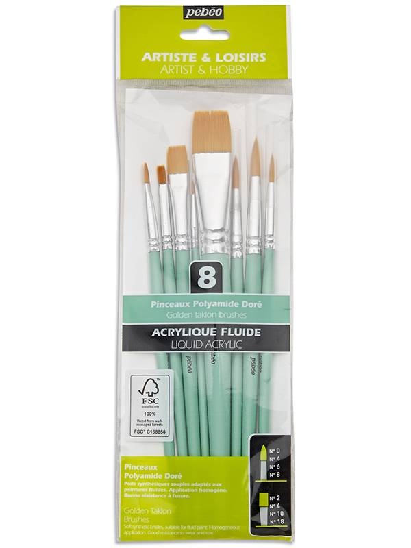 Set 8 pensule par sintetic Pebeo 952312