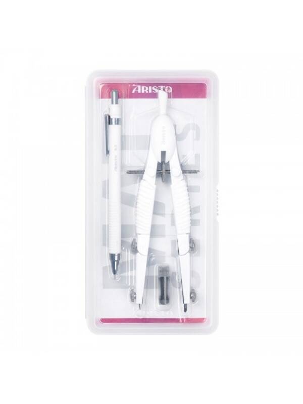Set compas cu ajustare rapida si creion mecanic Aristo Topline (Culoare: roz)