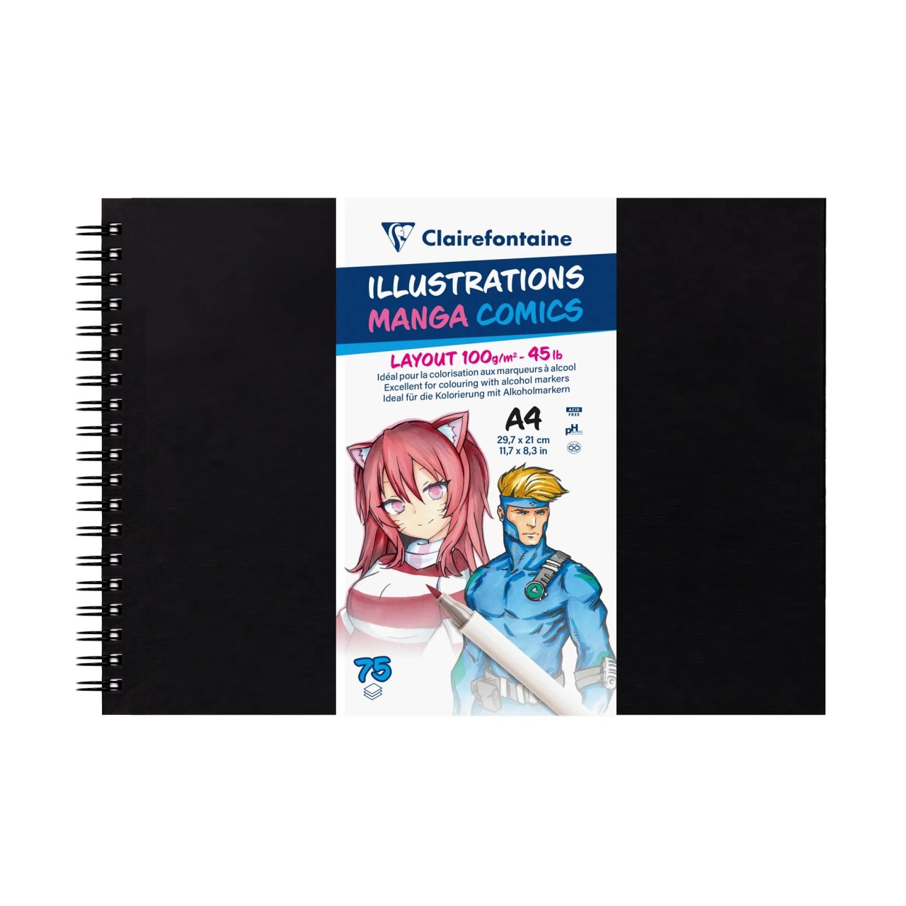 Bloc Layout Illustration Manga Comics Clairefontaine, spira, 75 file, 100g/mp (Marime: A4)