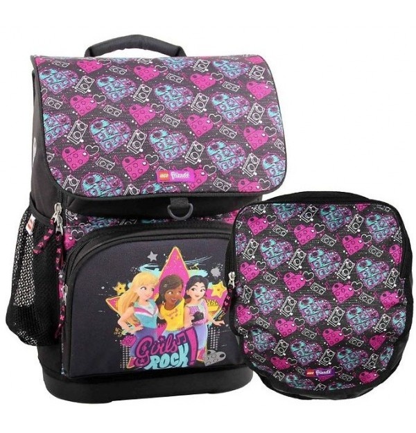 Ghiozdan pentru Scoala Optimo cu Sac Sport Lego Core Line LG-20014-1914, Design Friends Girls Rock