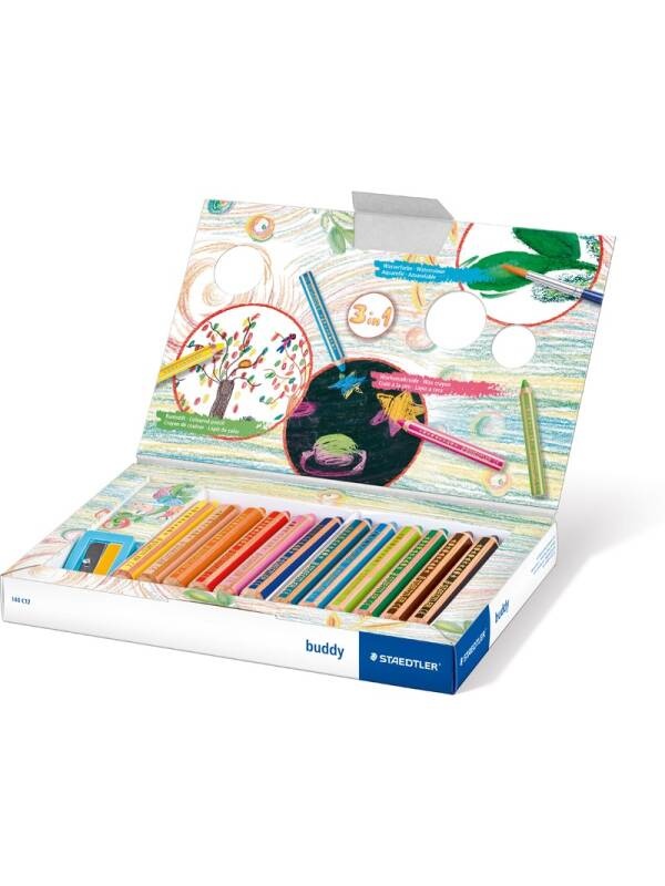 Set 12 creioane colorate 3 in 1 Staedtler Buddy 140 C12