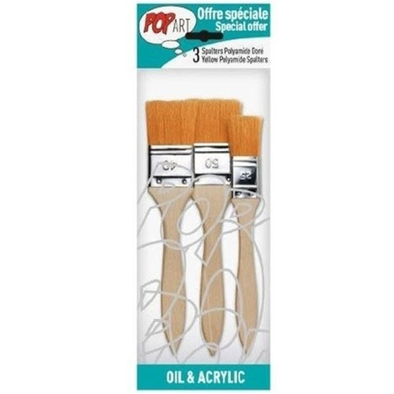 Set 3 pensule late din poliamida marimile 25, 40, 50 Pebeo 950550