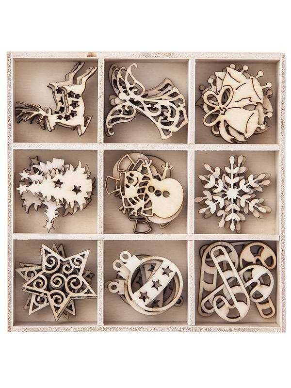 Set 45 ornamente lemn craciun Dp Craft dpdn-062