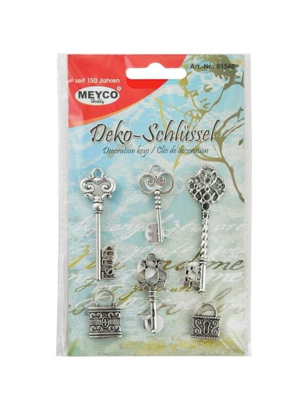 Set 6 chei/lacate decorative 17x25mm, 20x68mm 61540 Meyco