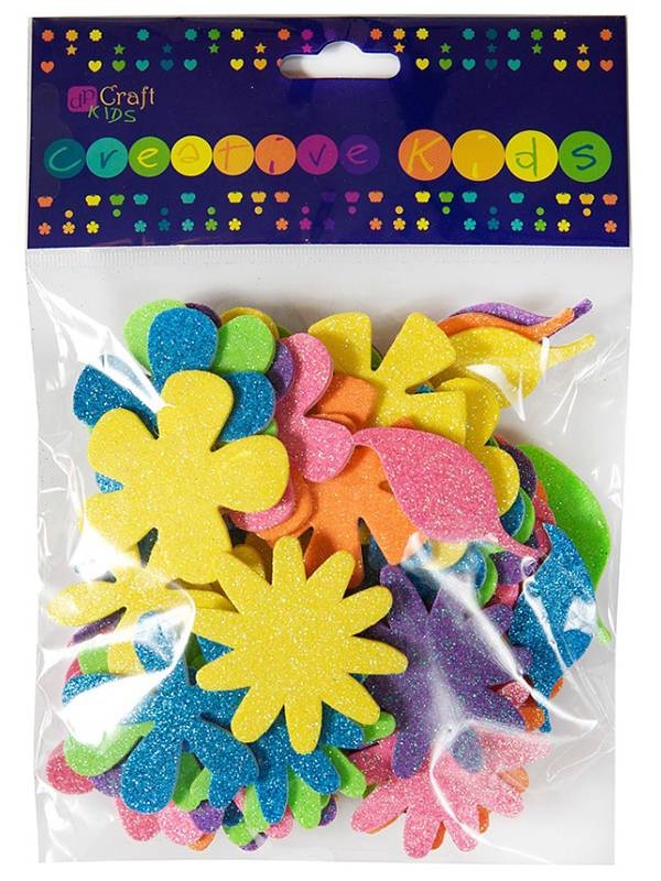 Set 72 figurine autoadezive spuma cu glitter flori Dp Craft kspi-024
