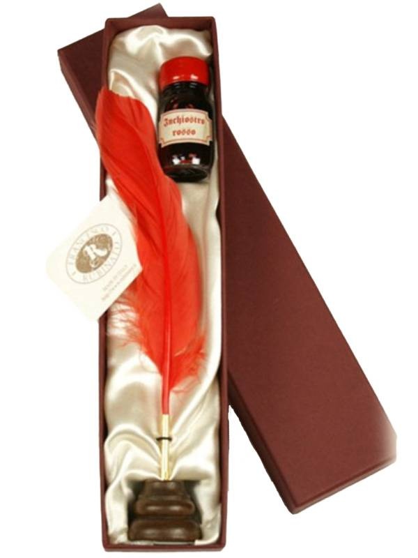 Set caligrafie Toc cu pana, calimara cu cerneala in diverse culori si suport de lemn pentru toc Rubinato R/18