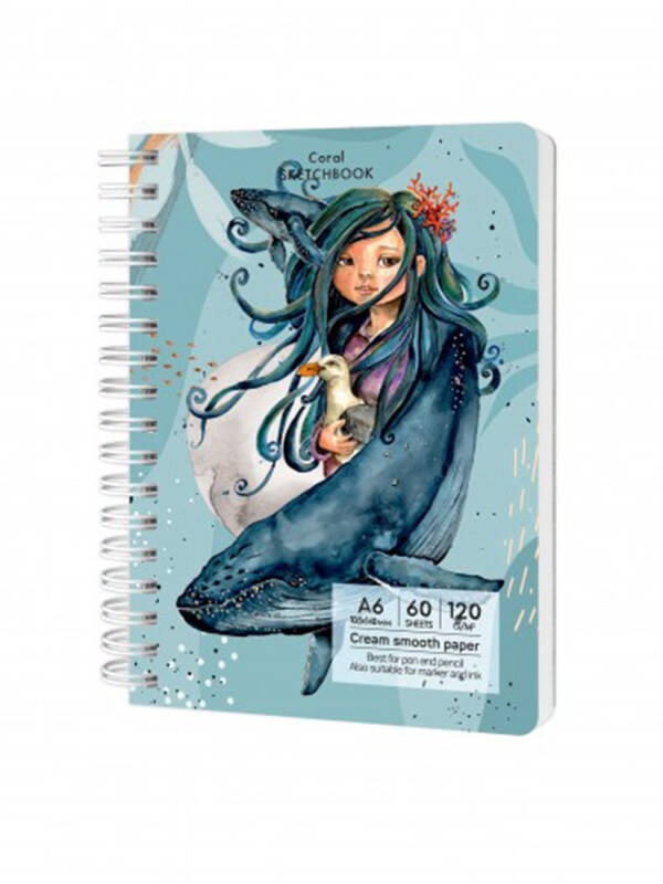 Sketchbook cu spira Coral 60 file 120 g/mp Having a lovely time Drasca (Marime: A5)