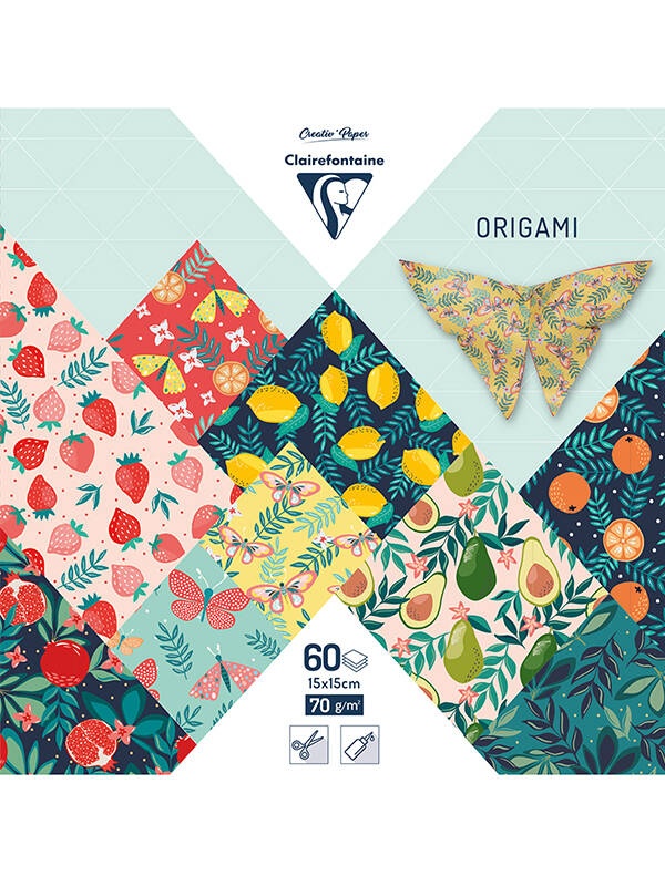 Hartie origami Fruit Garden 60 coli 70g 15X15cm Clairefontaine 95357C