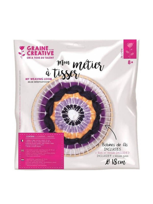 Kit de tesut din lemn rotund 18 cm Graine Creative 420188