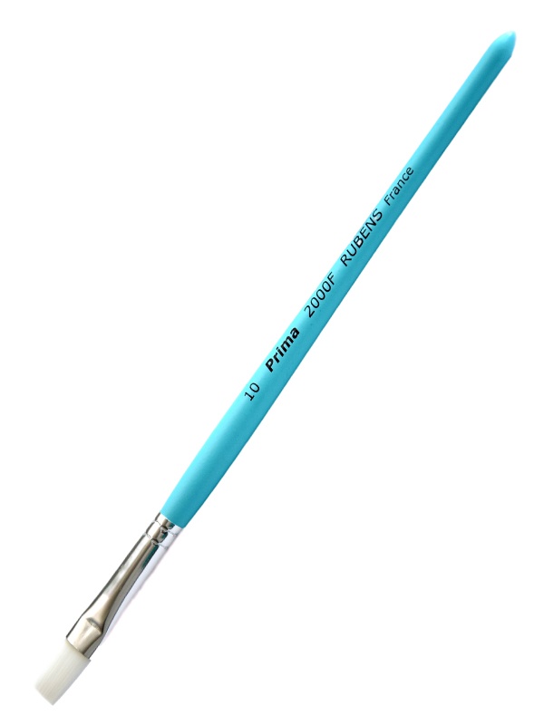 Pensula cu varf plat par sintetic cu fibre albe Rubens 2000F (Marime: 4)