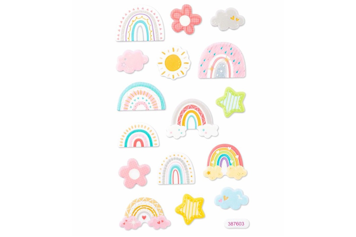 Set 16 Figurine Autoadezive Spuma Glow in the Dark Rainbows DPPI-027 Dp Craft