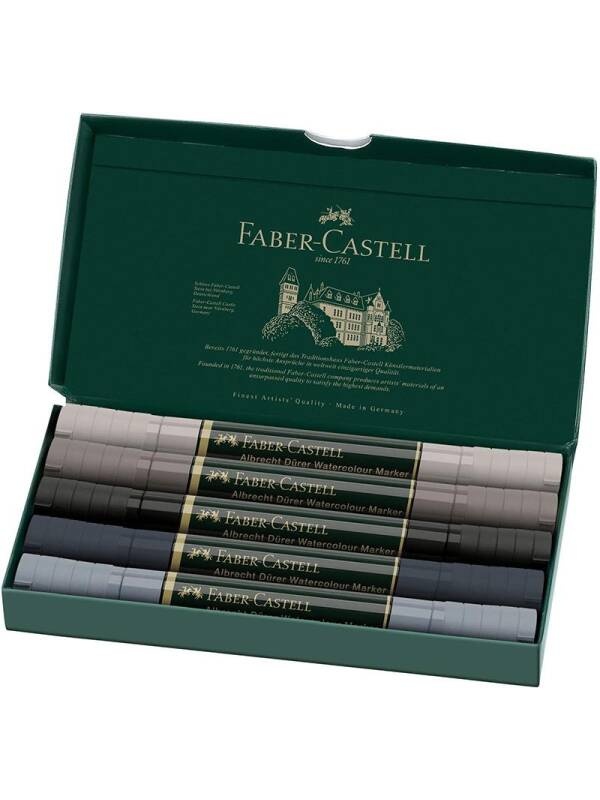 Set 5 markere acuarelabile Grey Albrecht Durer Faber Castell 160306