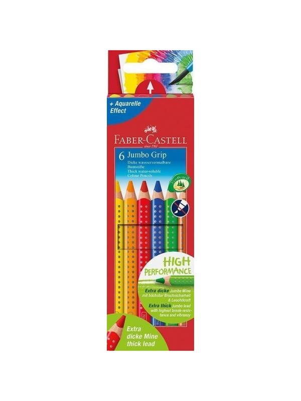 Set 6 creioane colorate Jumbo Grip Faber Castell 110906