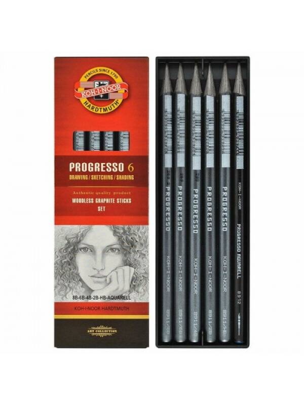 Set 6 creioane Progresso fara corp de lemn Koh-I-Noor 8915