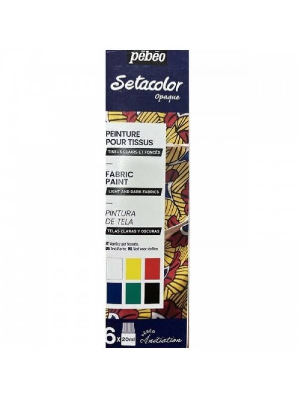 Set 6 x 20ml culori pentru textile Setacolor Opaque Initiation Pebeo 756481