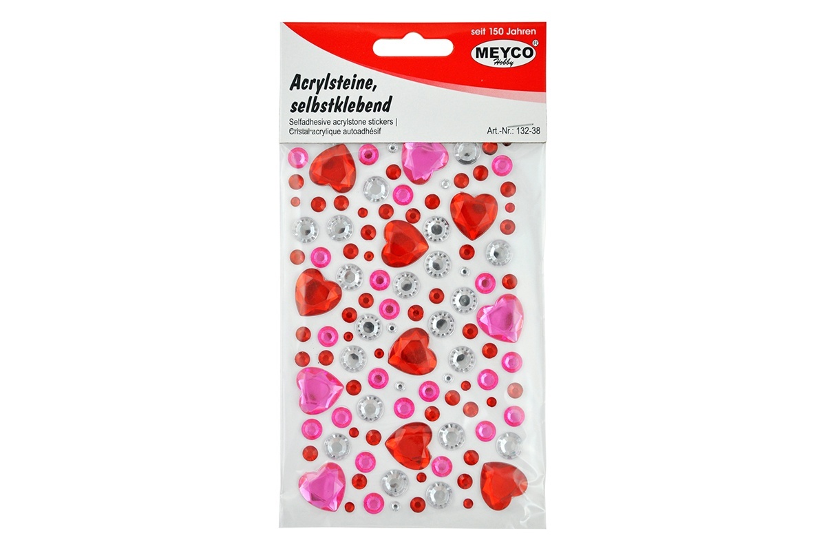 Set Pietre Acrilice Autoadezive Inimi Si Puncte Colorate Meyco 132-38