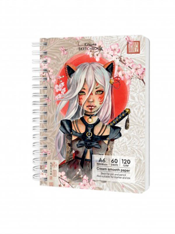 Sketchbook cu spira Kitsune 60 file 120 g/mp Having a lovely time Drasca (Marime: A6)