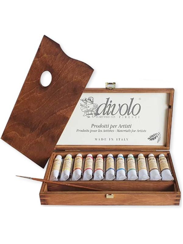 Culori acrilice set 11x20ml cutie de lemn Divolo CAS-152