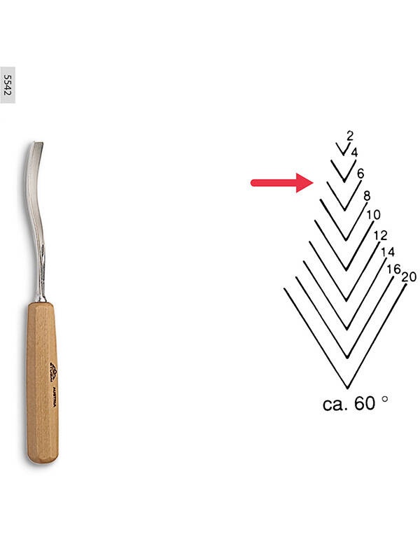 Dalta de sculptura curbata 6 mm in forma V 60� Stubai 554206
