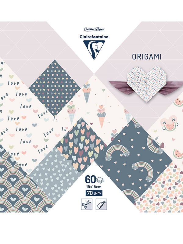 Hartie origami Little love 60 coli 70g 15X15cm Clairefontaine 95356C