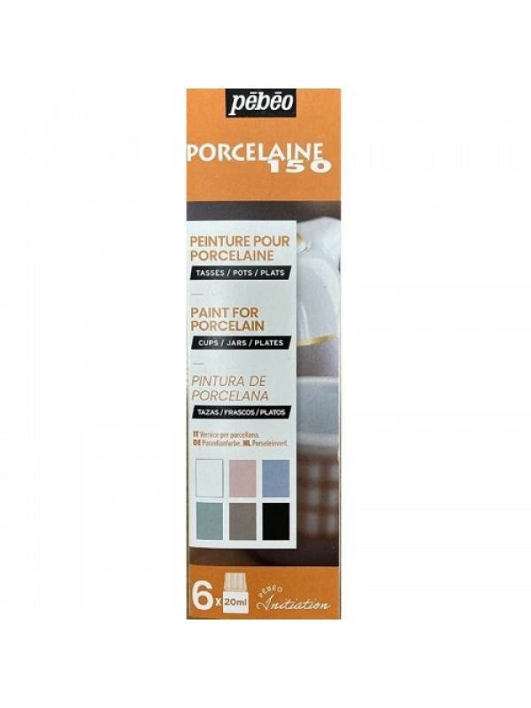 Set 6 x 20ml culori pentru portelan Porcelaine 150 Chalk Initiation Pebeo 756473