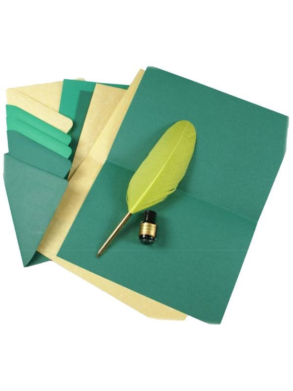 Set caligrafie Toc cu pana, calimara de 5ml cu cerneala colorata, 5 plicuri colorate si hartie in nuante asortate Rubinato 2022/1/1