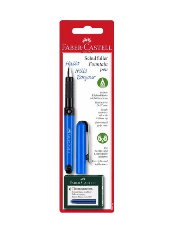 Set stilou + 6 rezerve cerneala Faber Castell (Culoare: Negru Carbon)