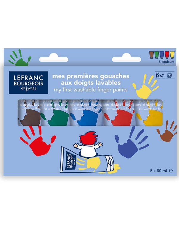 Guase pentru pictura cu degetele set 5 x 80 ml Lefranc & Bourgeois 807395