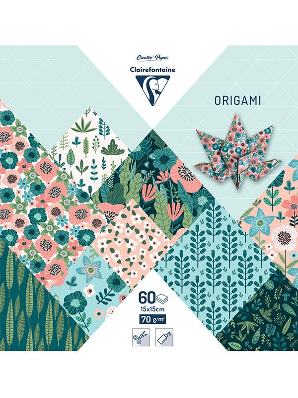 Hartie origami Herbarium 60 coli 70g 15X15cm Clairefontaine 95372C