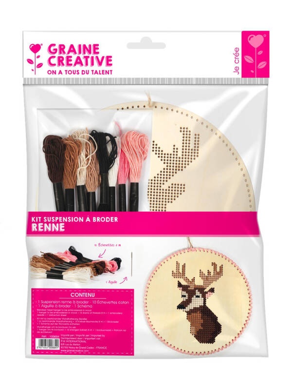 Kit broderie pe lemn 22 cm Ren Graine Creative 100684