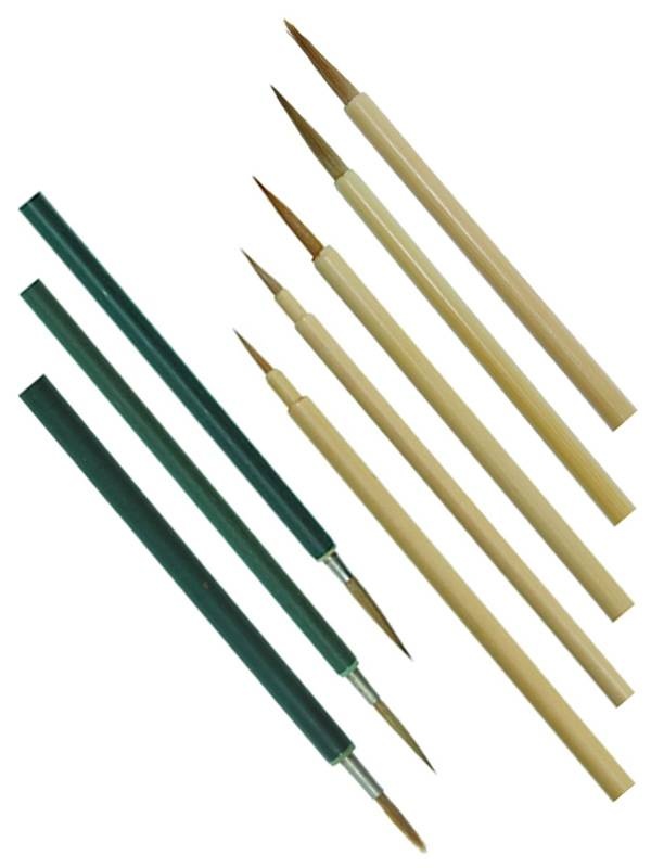 Pensula cu varf din par de zibelina, coada din bambus Pb (Marime: Pb-84 - coada verde 20cm, baza varf 2mm)