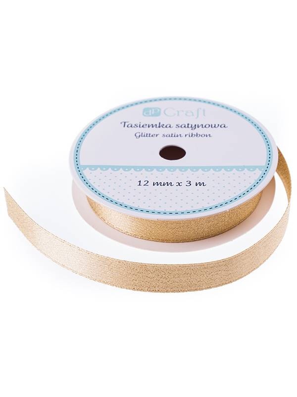 Rola panglica din satin cu sclipici 3m gold Dp Craft dpta-105