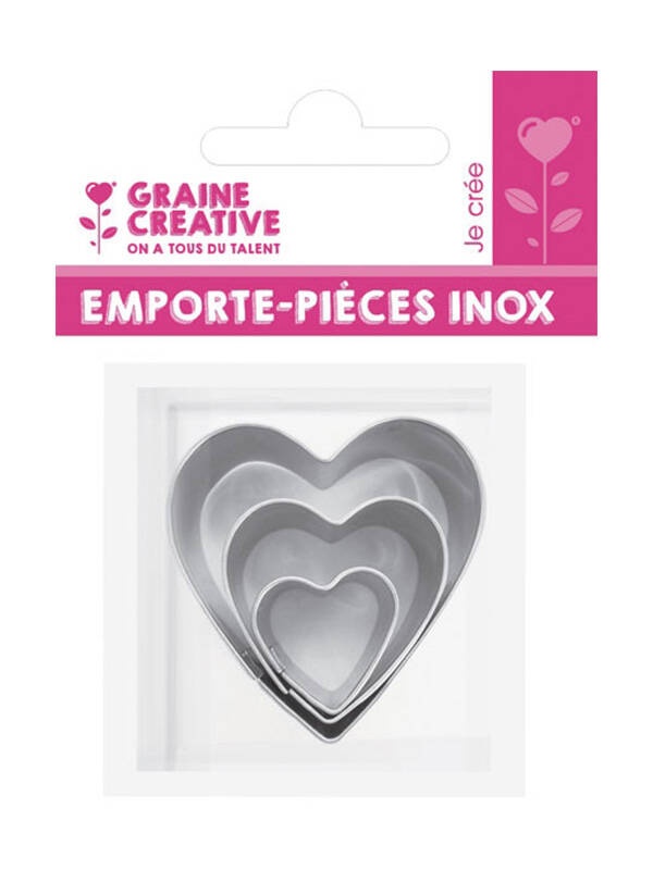 Set 3 forme metalice de taiat, inima Graine Creative 265046