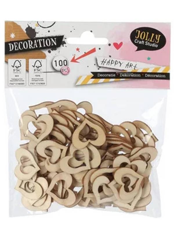 Set 50 ornamente din lemn - Inima 702428
