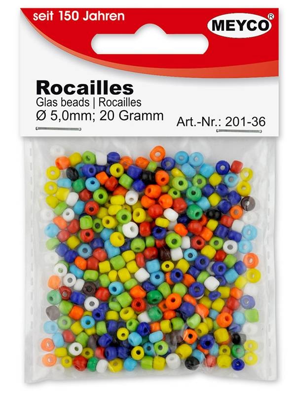 Set pietre din sticla Rocailles 20g, diametru 5mm Meyco (Culoare pietricele Meyco: Albastru-deschis)