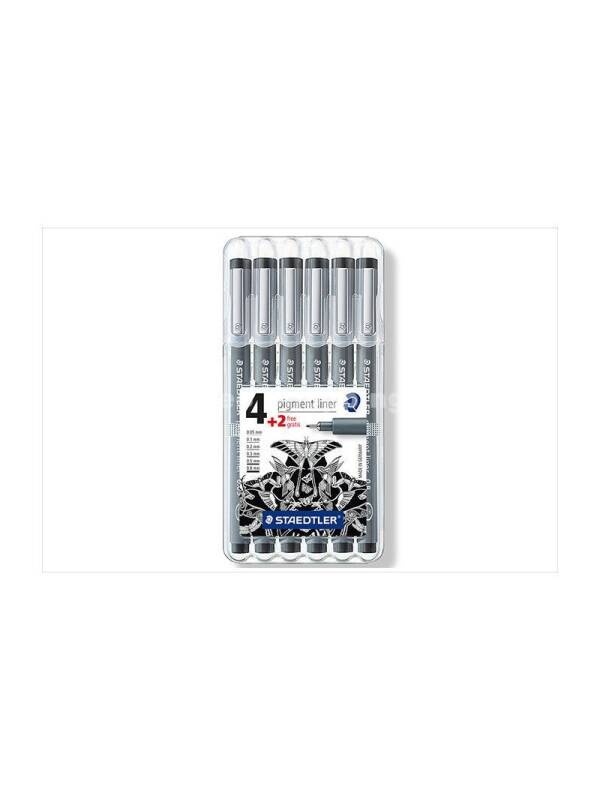 Set Pigment Liner Staedtler 308SB6P, 4+2 gratuite