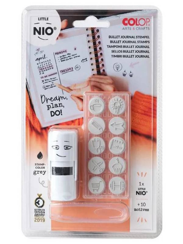 Set tusiera + stampile Little Nio pentru Bullet-Journaling Colop nil005