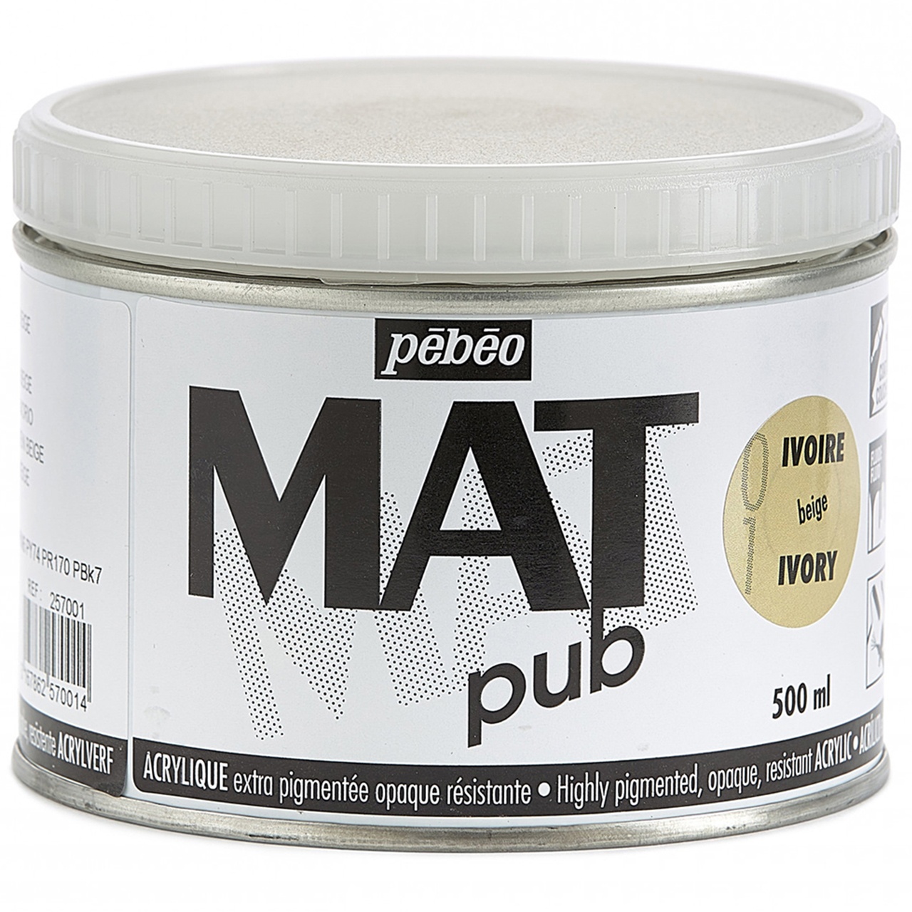 Culori acrilice Extra Mat Pub Pebeo 500 ml (Culoare: 05 vermilion red)