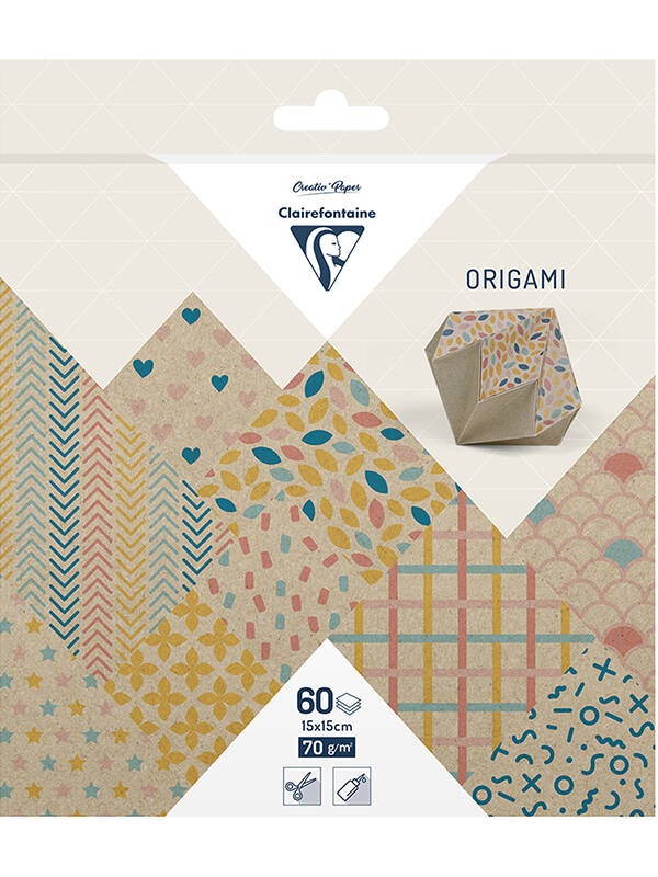Hartie origami Crafty color 60 coli 70g 15X15cm Clairefontaine 95380C