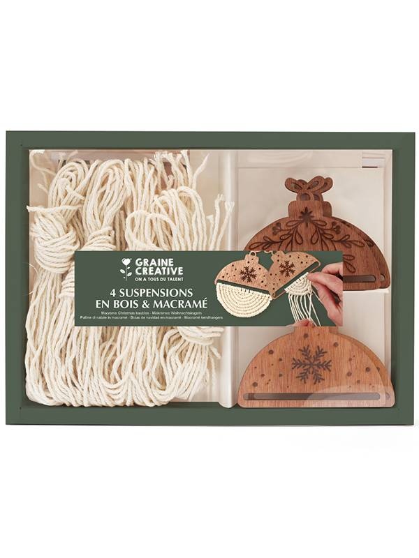 Kit creatie macrame Ornamente cu lemn Graine Creative 420278