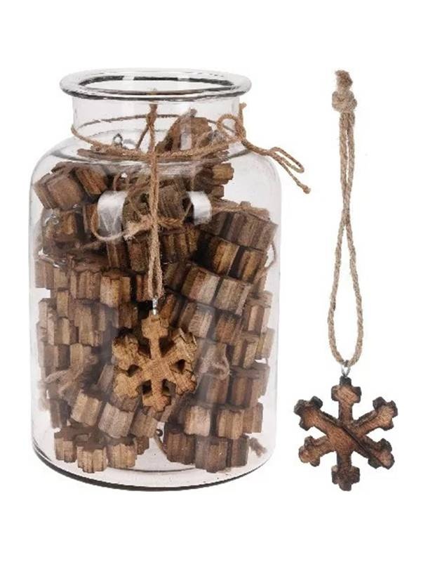 Ornament fulg de nea lemn natur ER8179