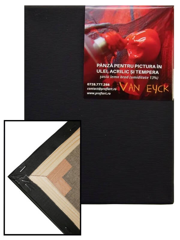 Panza neagra pe sasiu 280g/mp Van Eyck (Marime: 40x80cm)
