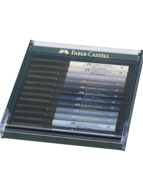 Set 12 markere Pitt Artist Pen Grey Faber Castell 267423