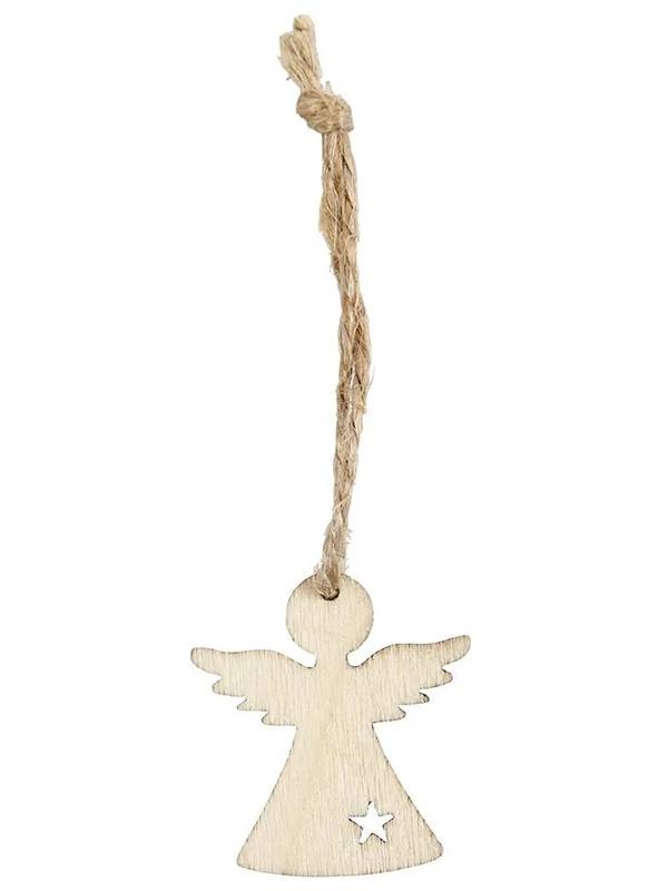 Set 24 ornamente din lemn, model Ingeri Creativ Company 54465