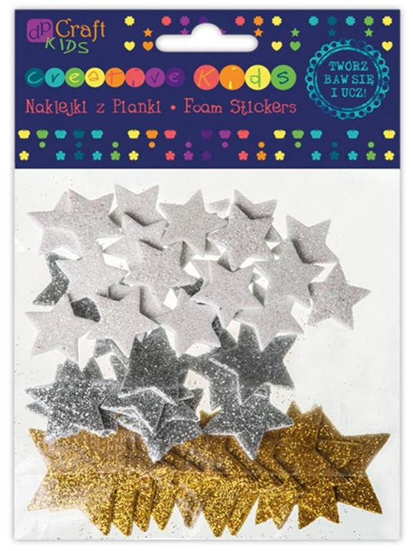 Set 45 Figurine autoadezive din spuma - Stelute cu sclipici Dp-Craft KSPI-067