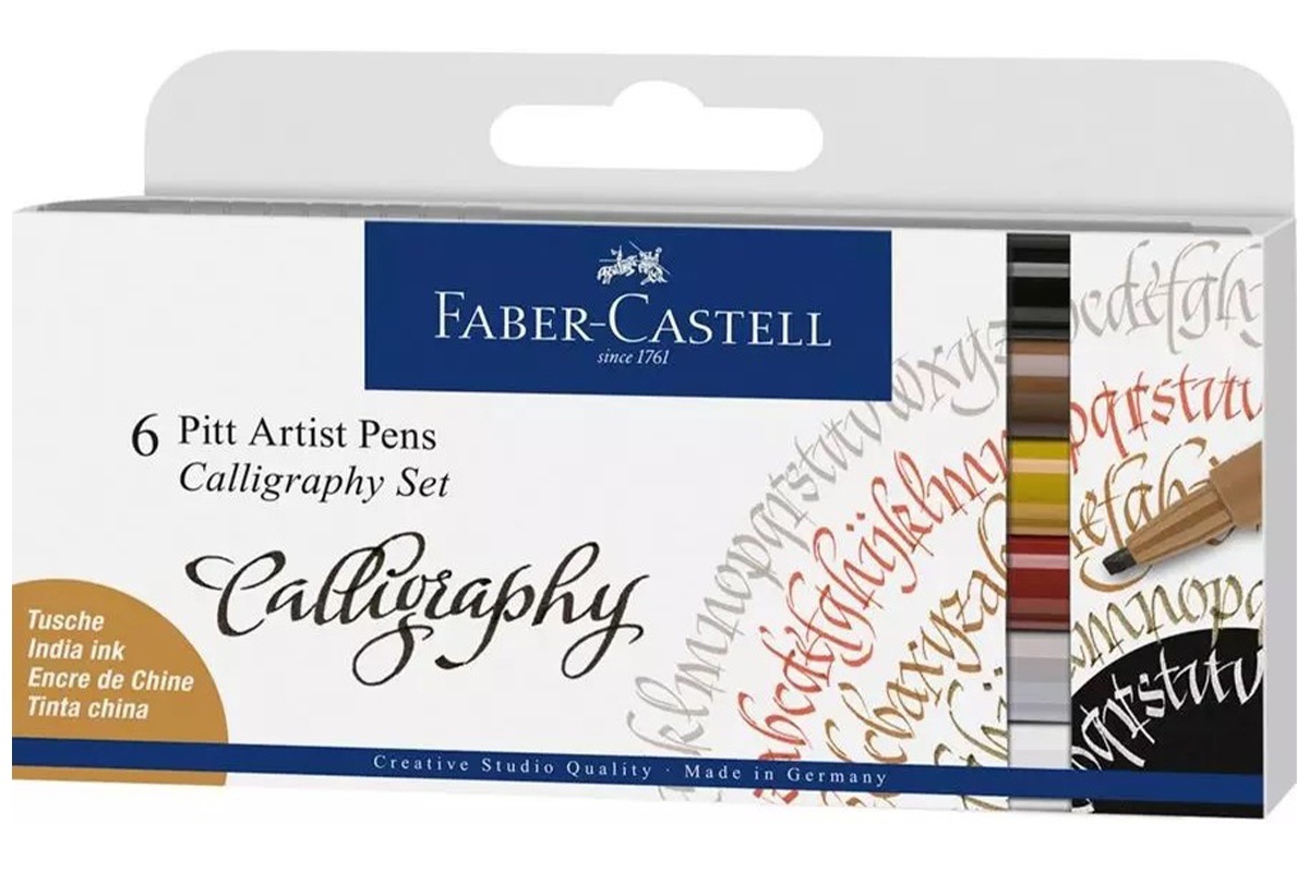 Set 6 Carioci Colorate Caligrafie Pitt Artist Pen Faber Castell 167506