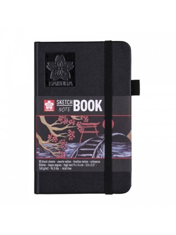 Sketch/note book 9x14cm 80 file hartie neagra Sakura 94141001