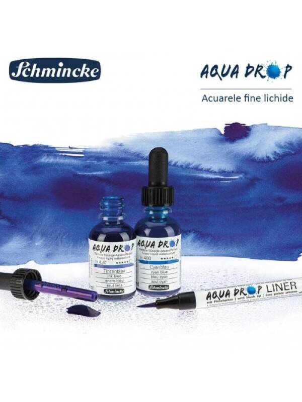 Acuarele fine lichide 30 ml Aqua Drop Schmincke (Culoare: cyan blue 480)