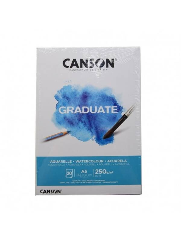 Bloc acuarela Graduate Aquarell 250 g/mp 20 file Canson (Marime: A5)
