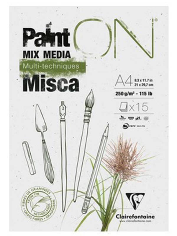 Bloc Mix Media Clairefontaine PaintOn Misca, 15 file, 250 g/mp (Marime: A5 - 976120C)